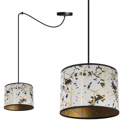 Light-Home Werona – Hanglamp – Zwart Metaal – Grijze Kap met Goud – Hoogte Verstelbaar