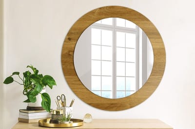 Coloray Bedrukte Spiegel - Rustiek eikenhout Spiegel Met Bedrukte Lijst - 60 cm - Bruin Bedrukte Spiegel - Spiegel Met Bedrukte Lijst - Spiegel Met Decoratie - Spiegel Lijst Met Print