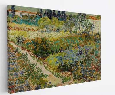 Saammp Canvas Schilderij - Tuin in Arles - Van Gogh - Oude Meesters - 45x30 - Foto op canvas - Wanddecoratie - muurdecoratie Woonkamer - Slaapkamer decoratie - Canvas Print