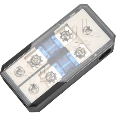2-weg zekeringhouderdoos 1 in 2 uit 60A stroomverdeelblok universeel voor auto jacht stereo audio gray