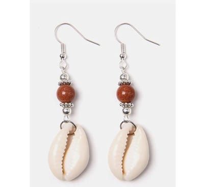 Jomide Oorhangers Seashell Natuursteen - Oranje