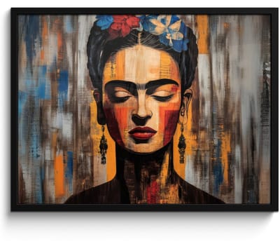 Poster in lijst - Fotolijst 70x50 cm - Posters - Portret - Vrouw - Bloemen - Posterlijst zwart - Decoratie - Wanddecoratie woonkamer - Muurdecoratie slaapkamer