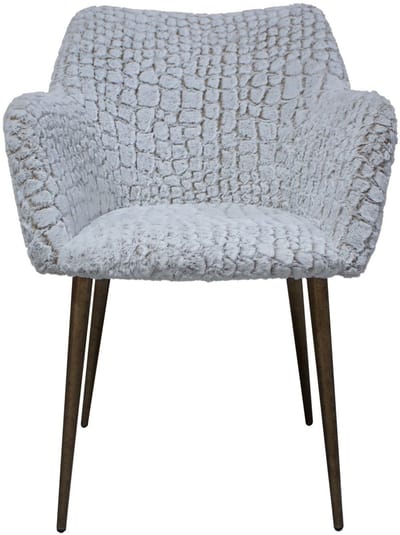 PTMD Lisboa Beige Dining Chair Fur Croc Brass Legs - set van 2