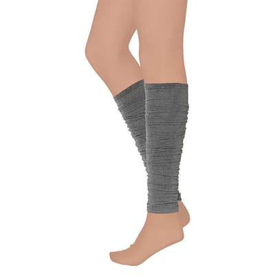 Apollo - Feest beenwarmer 60 denier microfibre - Lurex - Zilver - One size - Beenwarmers dames - Beenwarmers carnaval - Feestkleding - Carnaval