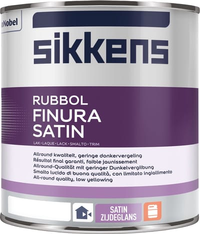 Sikkens Rubbol Finura Satin - 1 l - 12-14 m²/l - Wit - Lak - Afwerkingslaag