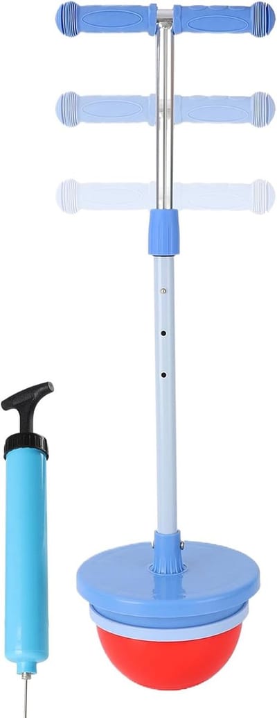 Springbal met handvat - Balansbal fitness - Actief spel plezier - Verstelbare hoogte - 25 x 70 cm - Donkerblauw