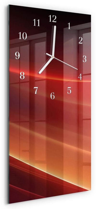 Tulup Wandklok - Abstractie Moderne Glazen Wandklok - 30x60 cm - Zwart Wandklok Glas Met Motief - Witte Handen - Rechthoekige Wandklok - Moderne Wandklok Glas - Wandklok Glas Decoratie