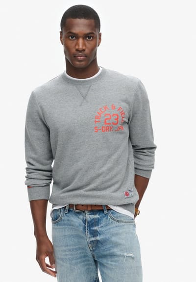 Superdry - Track & Field sweatshirt met afbeelding en ronde hals - Heren - Truien