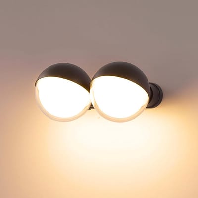 Wandlamp Buiten/Binnen 36W Dubbele Halve Bol Zwart Aluminium 3000K Warm Wit