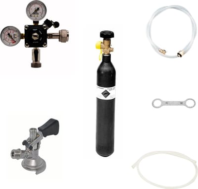 Accessoirepakket voor biertap 1-kraan - met Fustkoppeling Type M en CO2 fles 0,5 kg