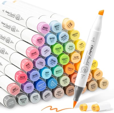 Alcohol Markers - Kleurpotloden - 48 Kleuren - Dubbelzijdige Brush & Chisel Tip - Sneldrogende Alcohol Inkt - Voor Volwassenen en Illustraties