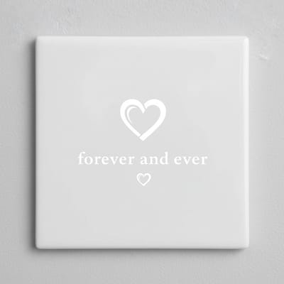 Forever and Ever Liefde Tekst Decoratieve Tegel – Minimalistische Romantische Wanddecoratie – 15 x 15 cm