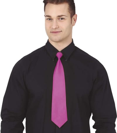 Fiestas Guirca Carnaval verkleed stropdas - fuchsia roze - polyester - volwassenen/unisex