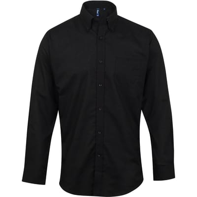 Premier Heren Signature Oxford overhemd met lange mouwen (Zwart)