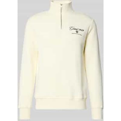 Gant Trui Allover Cable Knit Cotton Half Zip Grijs Melange / male