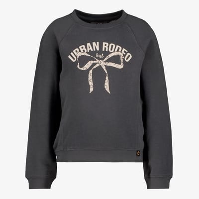 TwoDay meisjes sweater met tekst en strikje grijs - Maat 92