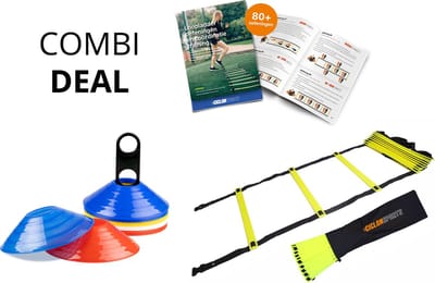 Ciclón Sports Combideal -  4 meter loopladder / speedladder / trainingsladder - 20 trainingshoedjes - Boek loopladder oefeningen