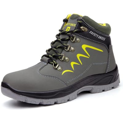 Bottes de Travail Vertes pour Homme, Embout Acier, Chaussures de Sécurité Antidérapantes en Cuir Huilé, Respirantes, Sèchent Rapidement, Chaussures de Travail pour la Construction 40 vert
