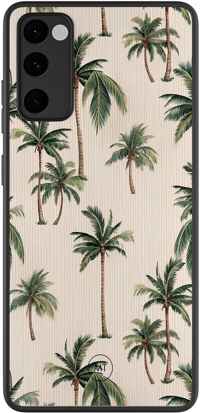 Hoesje geschikt voor Samsung Galaxy S20 FE - Palmbomen print - TPU Hard Case Backcover - Beige - Mooie Telefoonhoesjes