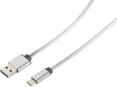 USB Lade-Sync Kabel A/ Type 3.1 C Steel Silber 1m