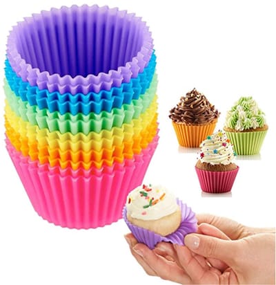 12-delige Siliconen muffinvormpjes - Siliconen bakvormpjes - Meerkleurige mini cupcakevormpjes - Cakevormpjes - Siliconen cakevormen - Herbruikbaar - 7 cm - Geschikt voor het maken van muffins en gebak - Veelkleurig