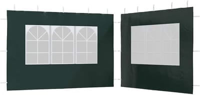 Partytent Zijwand met Raam - 2 Stuks Groen - UV- en Waterbestendig