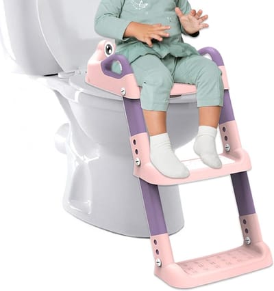 Kindertoiletbril - Zindelijkheidstrainer Potje - Zelfstandig Zindelijk Maken - Verstelbare Stappen - 53 x 33 x 35 cm - Roze