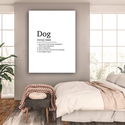 Canvas schilderij 120x160 cm - Wanddecoratie Quotes - Dog - Hond definitie - Spreuken - Woordenboek - Muurdecoratie woonkamer - Slaapkamer decoratie - Kamer accessoires - Schilderijen