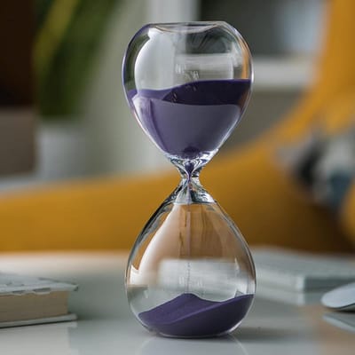 Grote Zandloper - Tijdmeter Decoratie - Thuis Gebruik - Handgeblazen Glas - 30 Minuten - Blauw