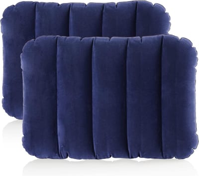 Nekkussen - Reiskussen- Lichtgewicht Reiskussen voor Kamperen - Trekking - Backpacken en Festivals - Opblaasbaar Campingkussen Set van 2 - Compact Outdoor Kussen 43 x 28 x 9 cm - Blauw