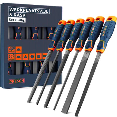Vijlenset van metaal en hout - 6-delige set met diverse vijlen en raspen