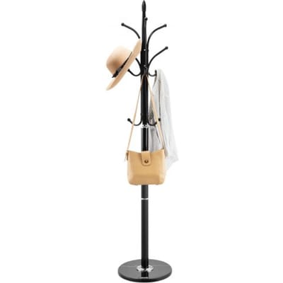 VEVOR kapstok, 370 x 370 x 1800 mm, kledingrek met marmeren voet en 6 haken, garderobe voor hal, slaapkamer, kantoor, woonkamer, hanger voor jassen, hoeden, tassen