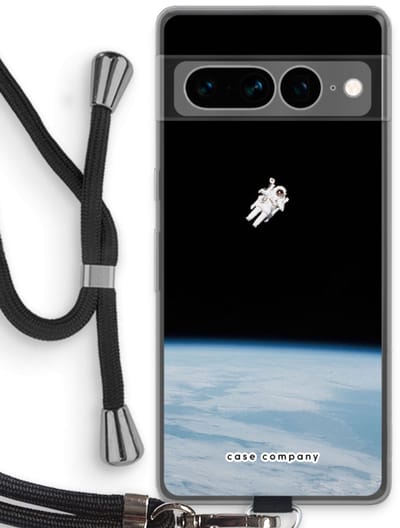 Case Company® - Hoesje met koord geschikt voor Google Pixel 7 Pro hoesje met Koord - Alone in Space - Telefoonhoesje met Zwart Koord - Bescherming aan alle Kanten en Over de Schermrand
