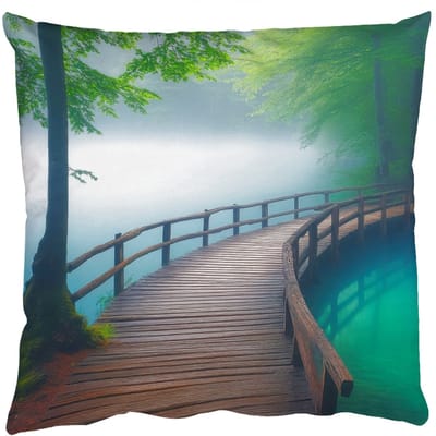 Sierkussens - Kussentjes Woonkamer - 50x50 cm - Brug - Water - Rivier - Bos