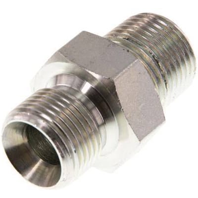 3/8'' NPT x G 3/8'' Verzinkt Stalen Borstnippel 3-delig 700 Bar - Hydrauliek