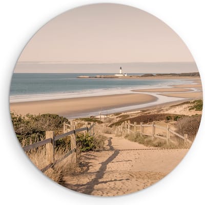 Saammp - Muurcirkel Hout - Strand - Nederland - Zee - Ø 90 - Wandcirkel - Wanddecoratie Cirkel - muurdecoratie Woonkamer - Slaapkamer decoratie - Rond Schilderij