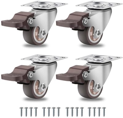 Zwenkwielen met Rem 4 Stuks Rubber 360 Graden Draaibaar voor Meubels