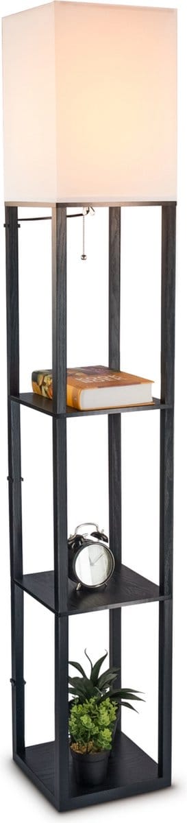 Zenzee vloerlamp - Staande lamp - Stalamp - Modern - Met opbergruimte - 26L x 26B x 160H cm - Zwart- Effen