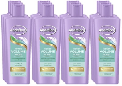 Andrélon Shampoo - Kokos Volume Boost - 12 x 250 ml - verrijkt met kokosextract en aloë vera