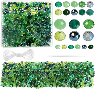 Famanu – Tsjechische facet kristalkralen set 1000 stuks – 4/6/8 mm groene glazen kralen – Voor armbanden en kettingen