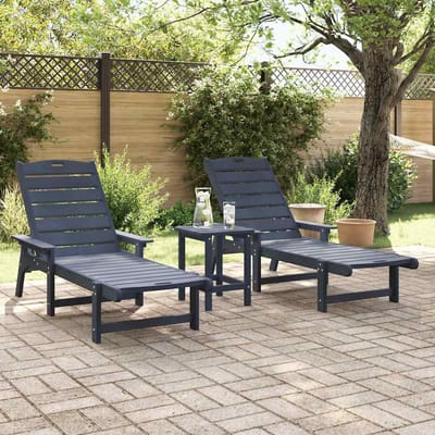 vidaXL Ligstoel 2 pcs Marineblauw 195,5 x 53 x 98,5 cm Polyetheen