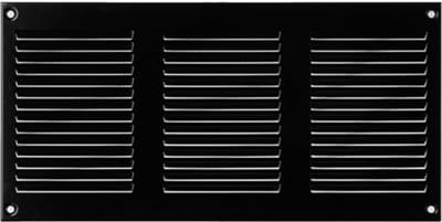Ventilatierooster 300x150 mm - Zwart Metalen Luchrooster met Insectenbescherming