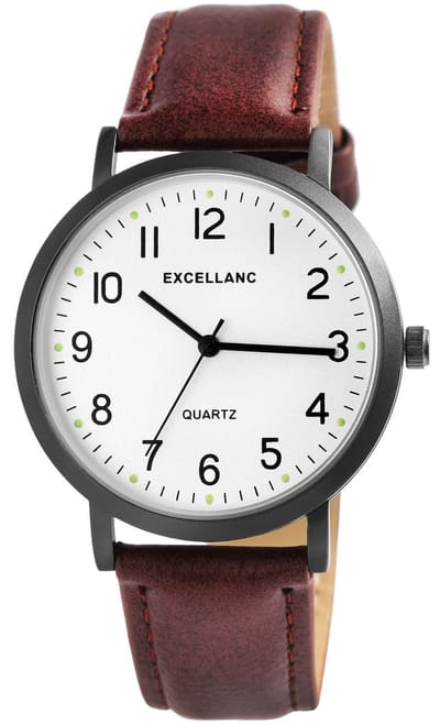 EXCELLANC Herenhorloge imitatieleer zilverkleurig, mineraalglas