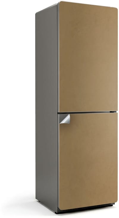 Wallfluent Koelkaststickers - Donkergeel Koelkast Folie - 60 cm x 190 cm - Donkergeel Koelkaststickers - Koelkast Wrap - Koelkast Opknappen Sticker - Waterdichte Koelkast Sticker - Koelkast Design