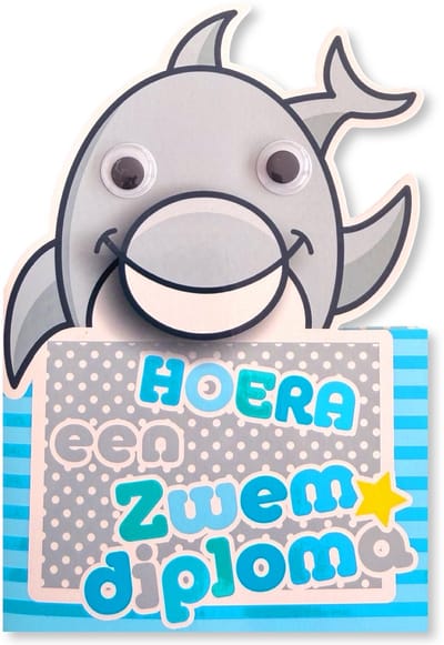 Gefeliciteerd met je Zwemdiploma - Geslaagd Zwemdiploma wenskaart - 12 x 17 cm - gevouwen kaart Inclusief envelop
