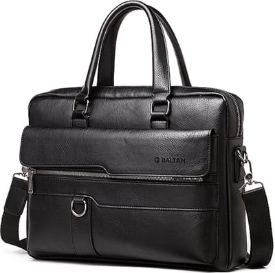 Baltan Leren Aktetas - Laptoptas - Tot 16 inch - Zwart - 10L - 38 X 29 X 10 CM