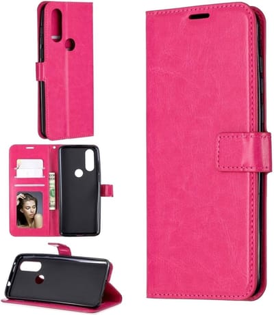Bookcase Geschikt voor: Motorola Moto G8 Plus - Roze - portemonnee hoesje