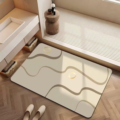 Crèmige Lucht Badkamervloermat Badkamer Waterabsorptie Sneldrogend en Antislip Voetmat Diatomeeënaarde Zachte Pad Voetmat 40*60cm