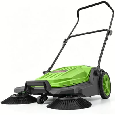 VEVOR Handveegmachine, Handveegmachine met een Werkbreedte van 650 mm, een Opvangbak van 18,9 Liter en een Verstelbare, Inklapbare Handgreep, Vloerreinigingsmachine voor Erven, Looppaden, Terrassen en Garages – Groen