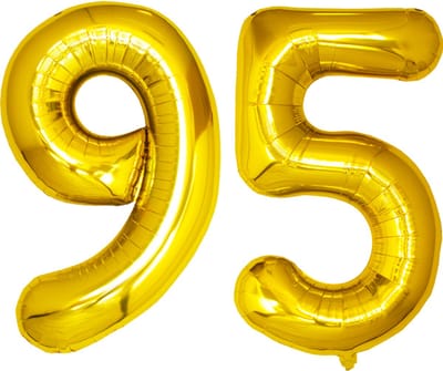 Folie Ballon Cijfer 95 Jaar Goud Verjaardag Versiering Helium Cijfer Ballonnen Feest versiering Met Rietje - 86Cm